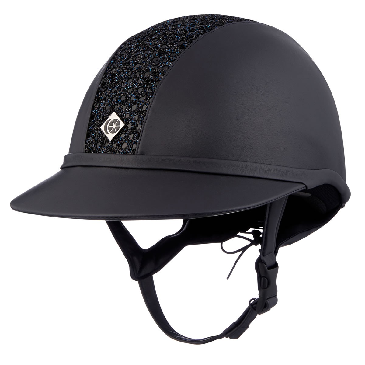 Charles Owen SP8 Plus Leather Look Helmet Navy Sparkly Cent