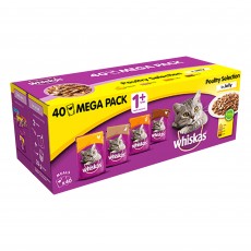 Whiskas 1+ Cat Pouches (Poultry Selection In Jelly) 40 x 100g