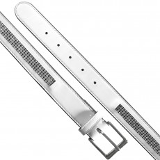 Mark Todd Diamante Patent Leather Belt (White)