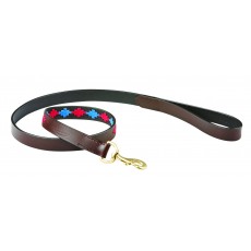 Weatherbeeta Polo Leather Dog Lead (Beaufort Brown/Pink/Blue)