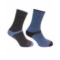 Hoggs of Fife Unisex Tech Active Socks - Twin Pack (Charcoal/Denim)