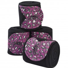 Weatherbeeta Leopard Fleece Bandage 4 Pack (Pink Leopard Print)