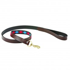 Weatherbeeta Polo Leather Dog Lead (Beaufort Brown/Emerald/Pink/Blue)