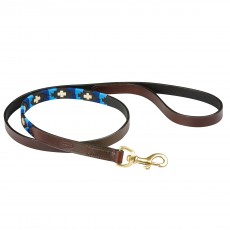 Weatherbeeta Polo Leather Dog Lead (Cowdray Brown/Blue/Blue)