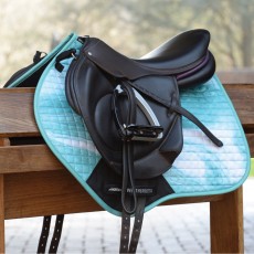 Weatherbeeta Prime Marble Jump Shaped Saddle Pad (Turquoise Swirl Marble Print)