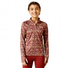 Ariat Youth Lowell 2.0 1/4 Zip Long Sleeve Baselayer (Red Ochre Dala Horse)