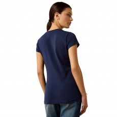 Ariat Womens Vertical Logo Short Sleeve T Shirt (Team Navy/Red) Ariat Womens Vertical Logo Short Sleeve T Shirt (Team Navy/Red)