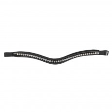 JHL Silver Diamante Patent Padded Browband (Black)