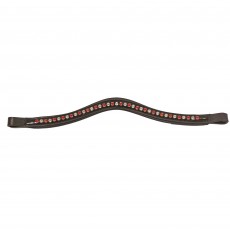 JHL Red & Silver Diamante Patent Padded Browband (Black)