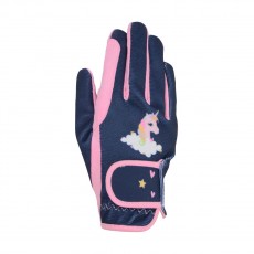 Little Rider Little Unicorn Childrens Riding Gloves  (Candy Pink/Navy)