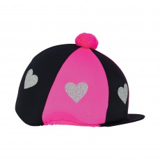 Little Rider Love Heart Glitter Hat Cover  (Hot Pink/Black)
