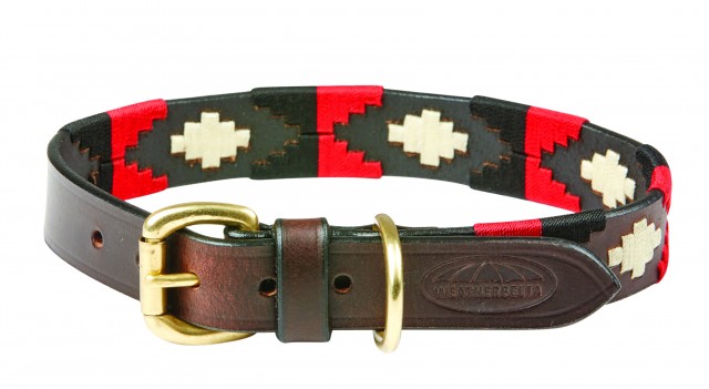 Weatherbeeta Polo Leather Dog Collar (Cowdray Brown/Black/Red/White)