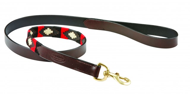 Weatherbeeta Polo Leather Dog Lead (Cowdray Brown/Black/Red/White)