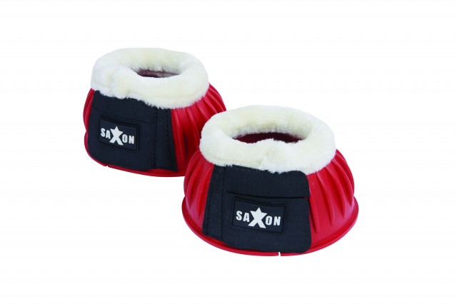 Saxon Fleece Trim Rubber Bell Boots (Red/White)