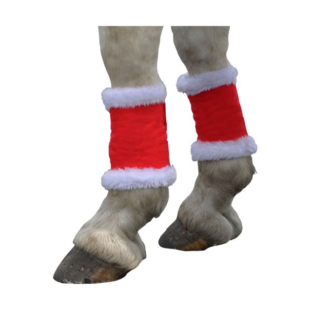 Hy Christmas Santa Horse Leg Wraps (Set of 4) (Red/White)