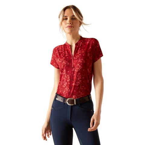 Ariat Women's Labyrinth 1/4 Zip Baselayer (Garnet Exploded Floral)