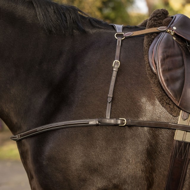 Mark Todd 4-Point Breastplate (Black/Brass Fittings)
